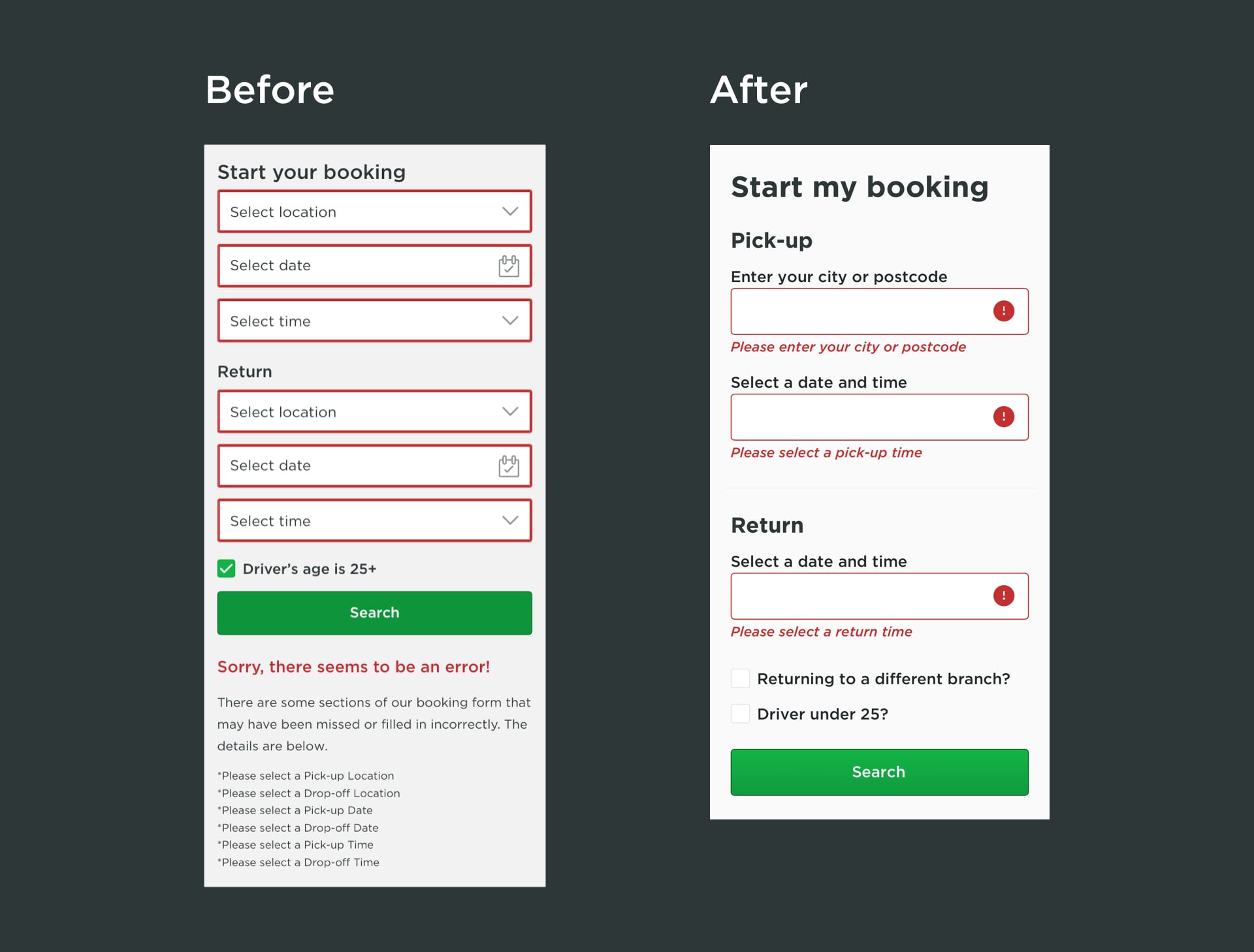 Form Validation Comparison.